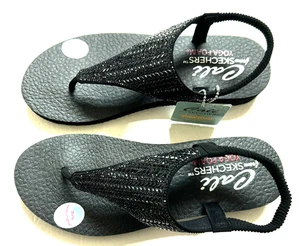 Skechers Cali schwarze vegane glitzernde brandneue Slingback-Sandalen Damengröße 9 - Bild 1 von 17