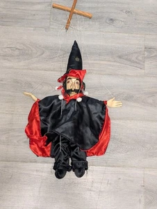 Puppet Handed Carved Wood VTG String Control Bars Plush jester mohair Hair - Picture 1 of 14