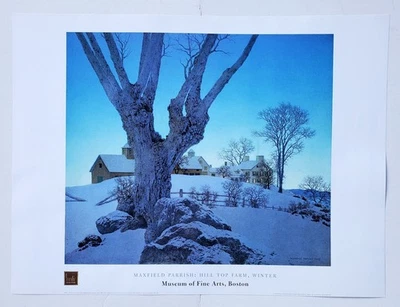 Maxfield Parrish MFA Art Poster Hill Top Farm Winter - Printed in Italy in 1998 - Image 1 of 4