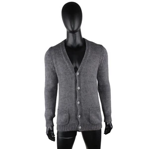 DANIELE ALESSANDRINI Italy Men's Grey Angora Blend Knit Button Cardigan I 50 - Picture 1 of 24