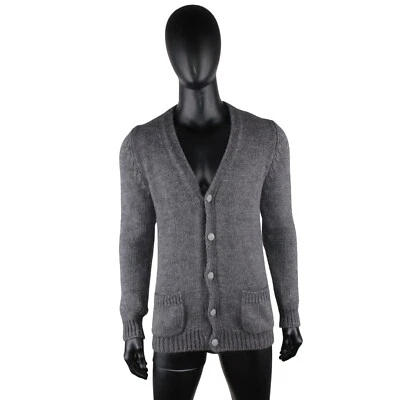 DANIELE ALESSANDRINI Italy Men's Grey Angora Blend Knit Button Cardigan I 50 Foto 1 de 4