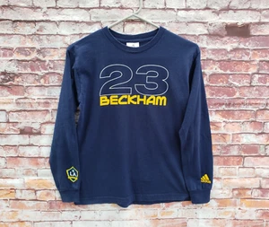 🔥 LA Galaxy #23 David Beckham Adidas MLS Long Sleeve Shirt Boys Medium M Blue - Picture 1 of 6