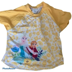 Frozen Girls Yellow Rash Guard Swimsuit Top Size 7 - Picture 1 of 2