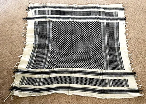 Shemagh Black/Tan 42” Head Wrap Scarf Muslim Classic Shemagh - Picture 1 of 3