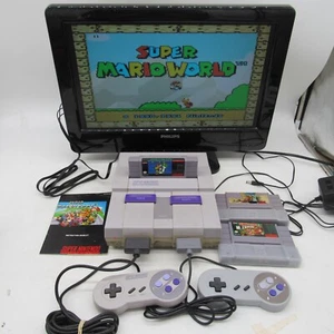 Vintage Super Nintendo SNES Console Bundle 3 GAMES 2 Controllers TESTED MARIO DK - Picture 1 of 15