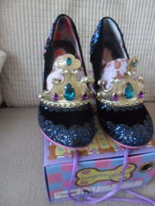 Irregular Choice Royal Rebel Corona Negra Lentejuelas Gemas Mujer Zapatos Talla 8.5 43 - Imagen 1 de 9