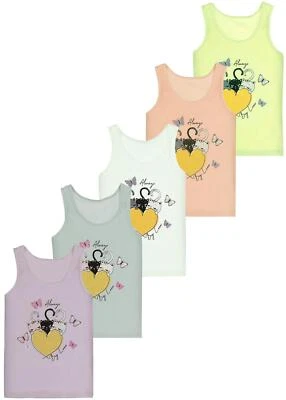 5 Girls Undershirts Tank Top Cotton Kids Underwear Undershirt Shirt - Image 1 of 4