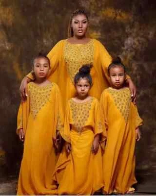 Kaftan Ramzan Eid Sale Stylish Kids Long Gown Dress Georgette Moroccan Wedding - Image 1 of 4