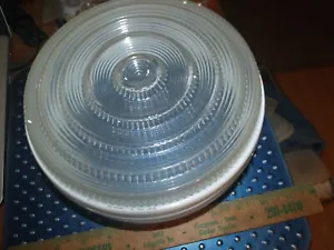 vintage frosted & clear glass ribbed drum ceiling  globe shade art - Picture 1 of 5