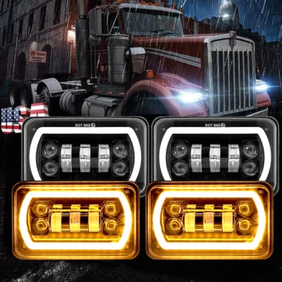 Brightest 4pcs 4x6" Led Headlights H4656 for Kenworth T400 T600A T800 W900 - Image 1 of 4