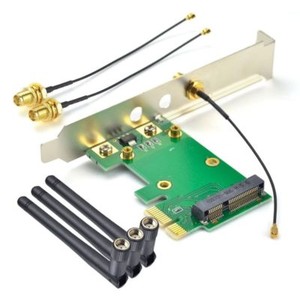  Mini PCI-E Express card to PC Desktop PCIE Wireless WiFi  Adapter + 3 Antenna 