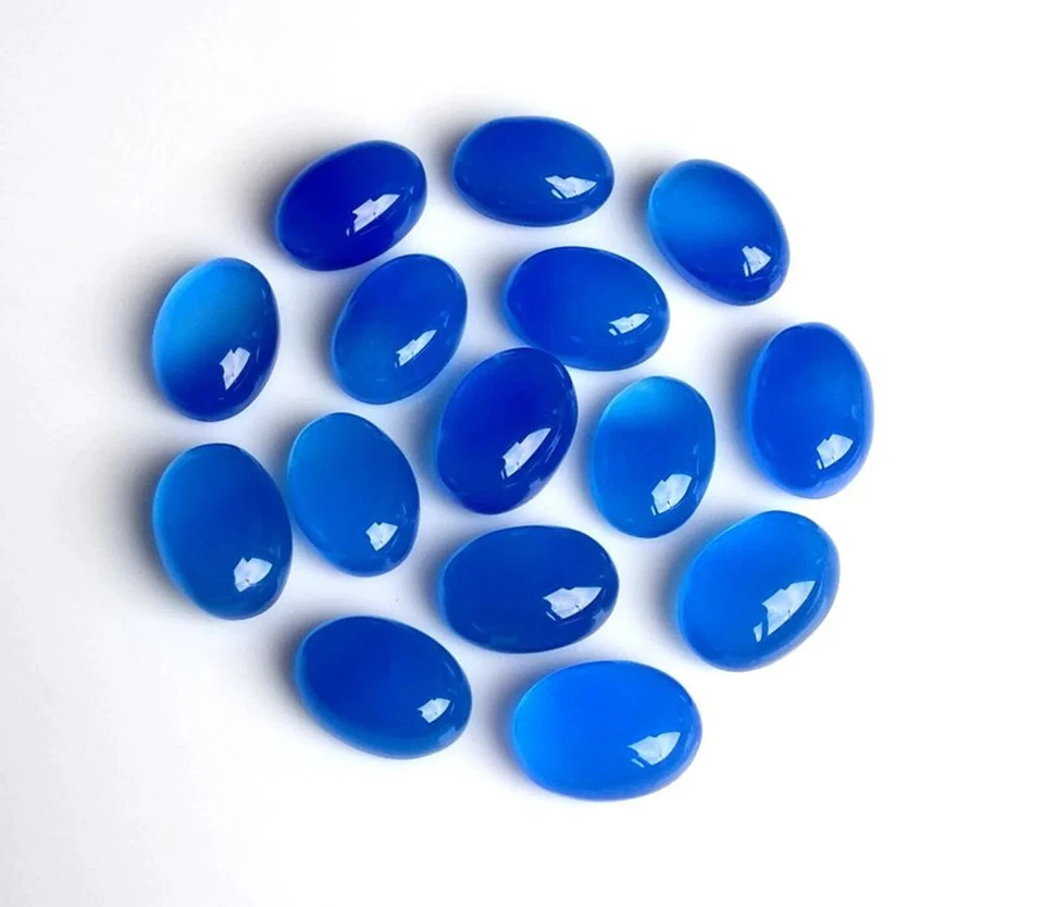 [AL POR MAYOR] PIEDRA PRECIOSA SUELTA CABUJÓN CALCEDONIA AZUL NATURAL FORMA OVALADA Foto 1 de 1