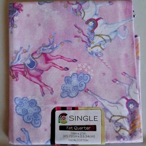 Fabric Fat Quarte Unicorns & Clouds Pattern 💥Pink Background 18"x21" Cottonr - Picture 1 of 7