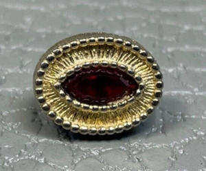 Red Stone Yellow Gold Plated Tie Tack Lapel Pin - Picture 1 of 3