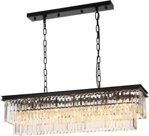 Modern Rectangle Crystal Chandeliers, Chandeliers for Dining Room Light Fixtures - Picture 1 of 7