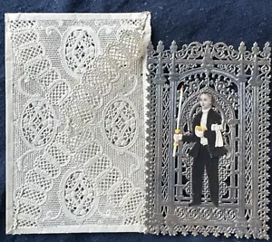 Antique Lace First Holy Communion Card With lace Envelope French - Picture 1 of 5