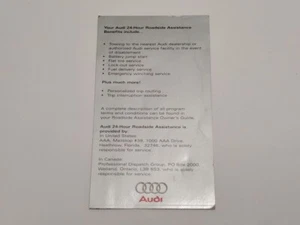 Genuine Audi C5 D2 Book. 24-Hour Roadside Assistance card, top section - Picture 1 of 2