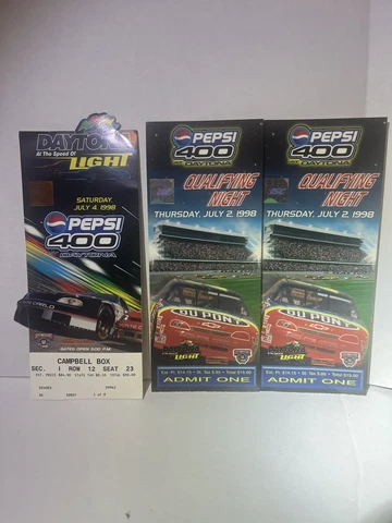 1998 Daytona 500 Ticket And (2) Qualifying Tickets Cover
