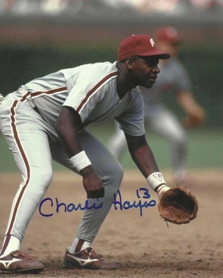 Foto assinada 8x10 CHARLIE HAYES Philadelphia Phillies - Certificado de autenticidade  - Imagem 1 de 1