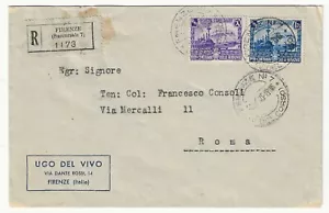 1939 Regno d'Italia - 50 c. + 1,25 l. serie Ferrovia su raccomandata per Roma - Foto 1 di 2