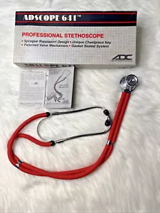 Adscope 641R 22" Sprague Rappaport Stethoscope In Red from 1986 - Picture 1 of 3