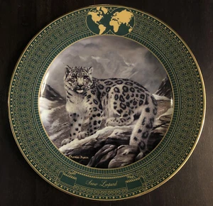 Schneeleopard Charles Frace Königreich der großen Katzen Gold Signatur Sammlung Teller - Bild 1 von 4