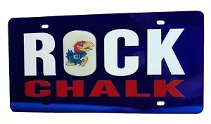 "TIZA DE ROCA"" Jayhawk placa de coche de acrílico azul KU UNIVERSIDAD DE KANSAS - Imagen 1 de 4