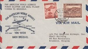 1946 VIENNA AUSTRIA FIRST FLIGHT COVER PAN AM TO BRUSSELS BELGIUM GEM!