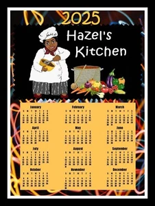 CALENDARIO 2025 CALAMITA PERSONALIZZATO A SCELTA IL TUO NOME afroamericano donna chef - Foto 1 di 2