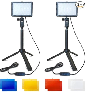 Fugetek LED Kit, 2-Pack, Desktop Tripod Stand 10”-20” Dimmable, 4 Color Filters - Picture 1 of 5