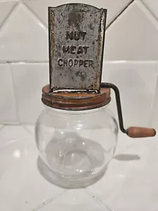 Vintage Glass Nut Meat Chopper Grinder-CUTE - Picture 1 of 8