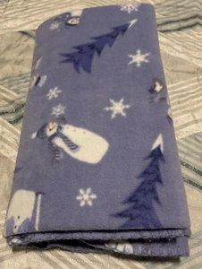 Christmas Throw Snowman Purple Blanket Fleece Winter Print - Picture 1 of 8