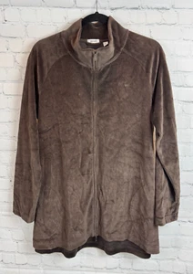 J.JILL PUREJILL brown stretch cotton blend velvet A-line full zip cardigan M - Picture 1 of 8