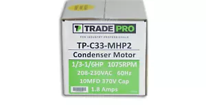 Condenser Fan Motor 1/3 - 1/6 HP, 1075 RPM, , 208-230 V, 60 HZ, 48Y Frame Home A - Picture 1 of 1
