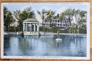 Band Stand & Lake Roger Williams Park Providence Rhode Island Postkarte PC 1931 - Bild 1 von 1