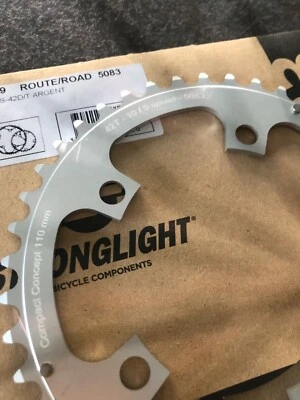 Stronglight  9/10 Speed Middle Chainring | 110mm BCD | Silver Alloy 42 Tooth - Image 1 of 4