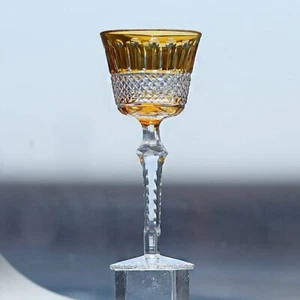 Handcrafts Multi-Colored Hand Cut Hock Yellow Edo Kiriko's Wine Glass 5oz - Picture 1 of 5