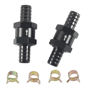 2X 12mm Fuel Check Valve Aluminum Alloy Black For Water Petrol Diesel Gas Air - Picture 1 of 7