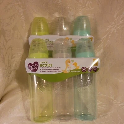 Parents Choice 3 Pk BABY BOTTLES 9 oz Lot of 2  6 BOTTLES  CLEAR PLASTIC NEW - Image 1 of 3