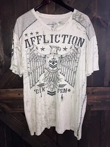 Affliction T Shirt Mens 3XL Black Live Fast Graphic Logo Short Sleeve Biker Girl - Picture 1 of 6