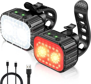 Luci Bici Anteriori & Posteriori, USB Ricaricabile LED Super Luminosa - Foto 1 di 12