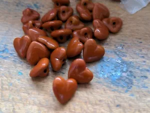 ♥ No. 35-ate glass buttons new blonz hearts Brown 12 pcs DM 11 mm ♥ - Picture 1 of 1