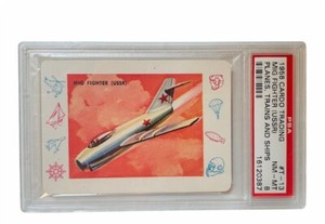 Cardo Trading Card 1958 Plane Train Ship Automobile Car PSA 8 Mig Fighter USSR 
