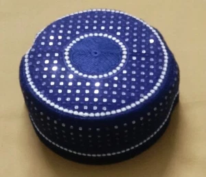 56 cm Hat Handmade Embroidery Topi Cultural Men Hat Round Cap - Picture 1 of 3