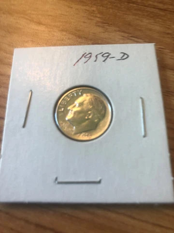 1959-D Roosevelt Dime, Silver, Ungraded Brilliant Cover