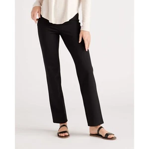 Quince Womens Ultra-Stretch Ponte Straight Leg Pant Pull On Black Petite XS - Picture 1 of 6