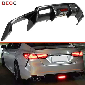 Rear Bumper Diffuser W/ Led Light for 2018-2024 Toyota Camry SE XSE Carbon Fiber - Picture 1 of 6