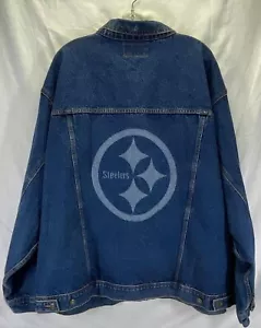 Vintage Wrangler Rugged Wear Pittsburgh Steelers Blue Denim NFL Jacket 4XL - Bild 1 von 4