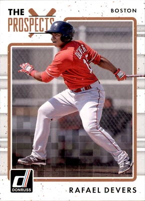 2017 Donruss The Prospects Cyan Back #TP7 Rafael Devers RC Rookie Card - Image 1 of 2