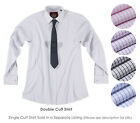 Męska regularna formalna koszula w kratę, podwójny mankiet, bogata w bawełnę, biznesowa sukienka robocza
